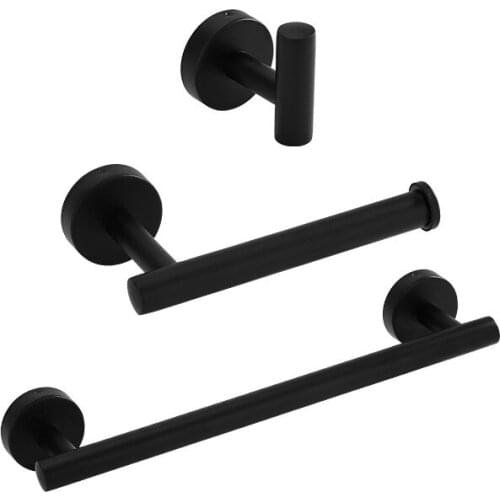 Bathroom Perforated Hardware Set Black Robe Hook Towel Bar Holder Rod Holder Paper Towel Holder Bathroom Accessories