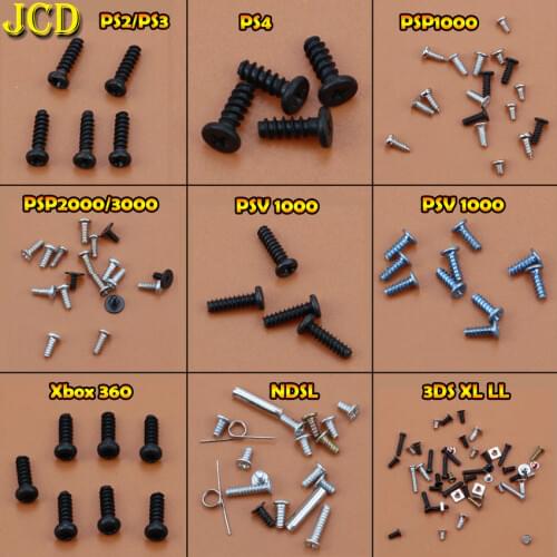 JCD Screw Kit For PS2 PS3 PS4 PSP1000 PSP2000 PSP3000 PSV1000 for Xbox 360 for Nintendo DS Lite NDSL Screws set replacement Part