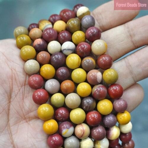 Natural Stone Matte Mookaite Egg Yolk Loose Round Charms Beads Diy Bracelet Earring for Jewelry Making 15" Strand 4 6 8 10 12MM