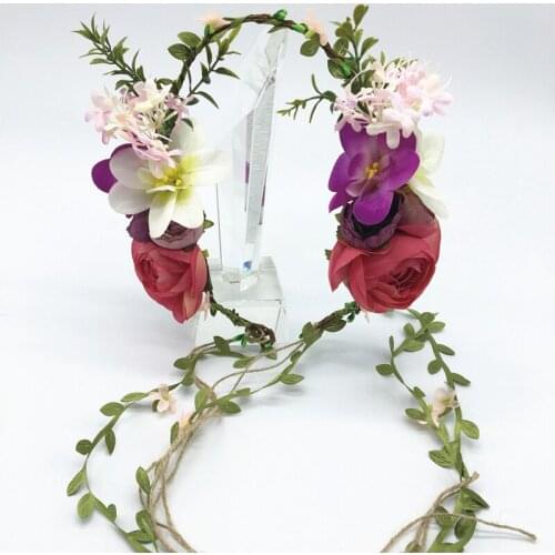 2017 New Women Wedding Flower Wreath bridal hair headdress Flower Crown kids party garland girls adjustable party garlands