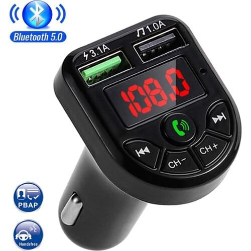New Bluetooth 5.0 FM Transmitter Car Kit MP3 Modulator Player Wireless Handsfree Audio Receiver Dual USB Fast Charger 3.1A