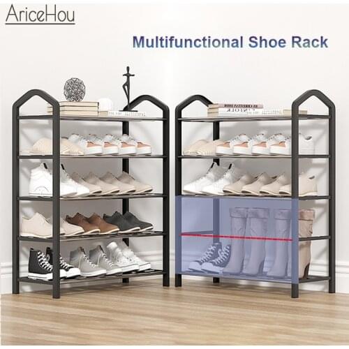 Shoes Storage Shelf 3/4/5 Tiers Detachable Dustproof Shoes Rack Space Saving Organiser Stainless DIY Home Organizer Accessories