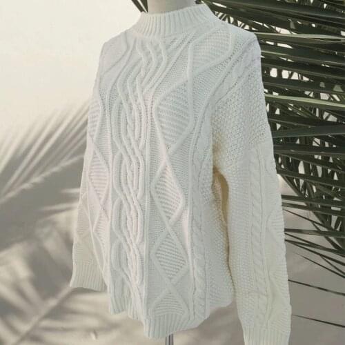 Autumn Winter high quality Pullovers Sweaters Women Loose Warm Thicken Oversized Knitted Sweater Female Casual White Sweater