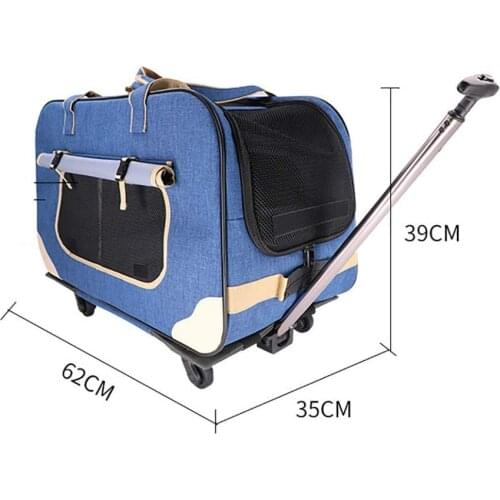 Dog Pet Carrier Cart Rolling Wheel Pet Trolley Case Folding Disassembly Pet Cat Bag Multi-pet Trolley Case