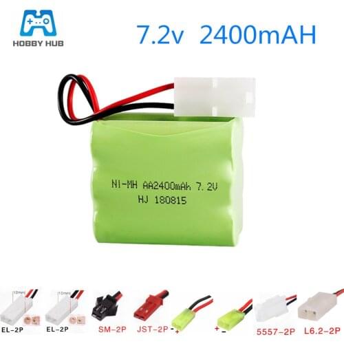 Hobby Hub 7.2v 2400mah rechargeable pack battery for Remote control toys electric toys car airplane boat nimh 7.2 v AA battery