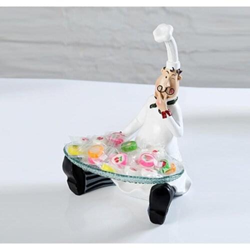 Nordic Resin Chef Holding Storage Tray Statue Creative Candy Fruit Plate Sets Home Restaurant Decor Miniature Figurines Ornament