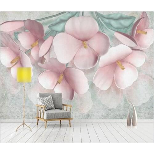 Custom wallpaper pink floral embossed decoration background wall mural home decoration flower branch mural 3d wallpaper photos
