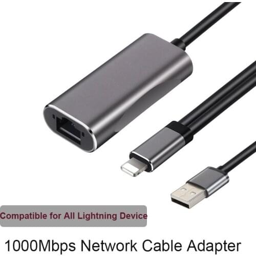 For Lightning To RJ45 Ethernet LAN Wired Network Adapter 1000Mbps Network Cable with Charging for iPhone iPad Ethernet Adapter