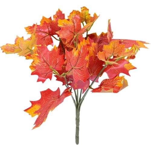 Artificial 7-Fork Maple Leaf Bundle Rubber Handle Bundle 33cm Plastic Elegant Metal Wedding Home Decor Simulation Plant Branches