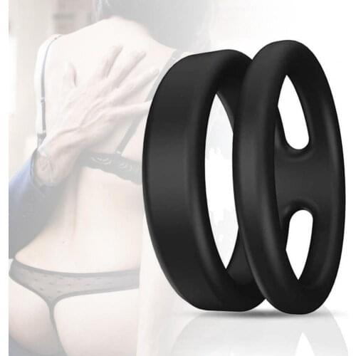 Cock Ring Stretchable Smooth Silicone Delay Ejaculation Lock Double Ring for Adult Men