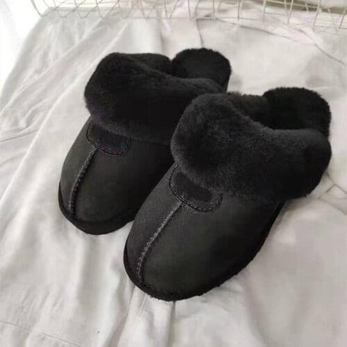 Luxury fur one-piece home furnishing slippers winter warm plush bedroom non-slip couple shoes indoor ladies plush slippers