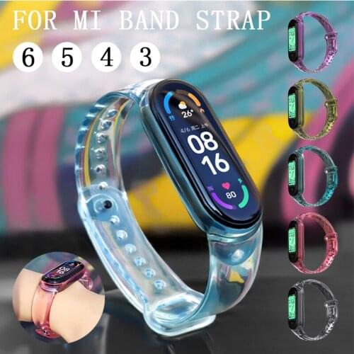 Silicone Watch Strap for Xiaomi Mi Band 6 5 4 3 Sport Bracelet Color on Mi Band 6 5 4 3 Transparent Changing In Sunlight band