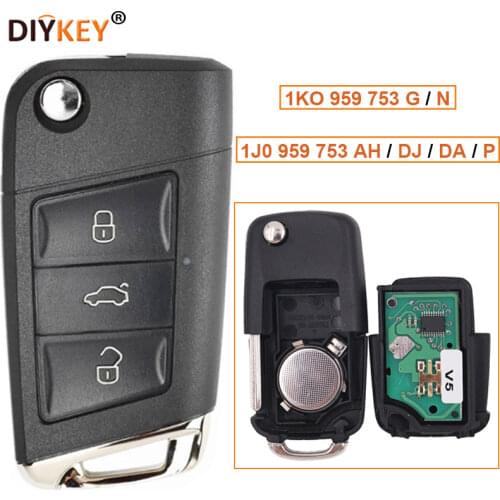 Keyecu Flip Complete Remote Car Key Fob 433MHz ID48 Chip for Seat Leon Toledo Ibiza 2002-2005 1J0 959 753 AH