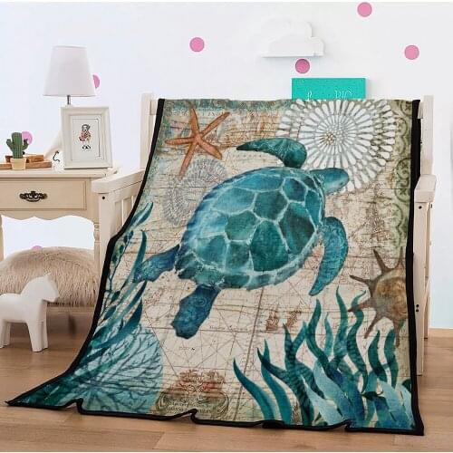 Super soft thick flannel blanket 3D Beauty Fashionable 150x200cm Fleece Throw Blanket gift Dropshipping Turtle