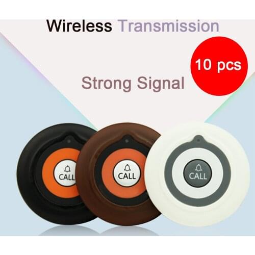 JINGLE BELLS super thin waiter call buttons wireless calling systems for restaurants with long distance 10 pcs of transmitter