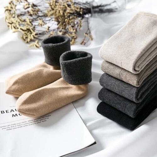 Super Thicker Plus Velvet Solid Cotton Socks Women Against Cold Snow Boots Winter Warm Funny Happy Male Men Socks Size35-42