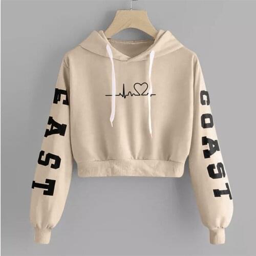 40# Oversized Hoodies Fashion Womens Leisure Outdoor Long Sleeve Tops Ladies Printed Sweatshirt Short Hoodies Худи Оверсайз