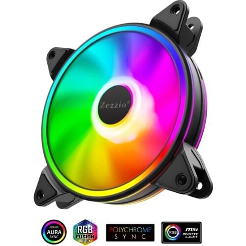ZEZZIO ZF-120 Halo 120mm Computer Case Cooling Fan AURA SYNC 5V addressable ARGB PWM silence PC CPU cooler fan