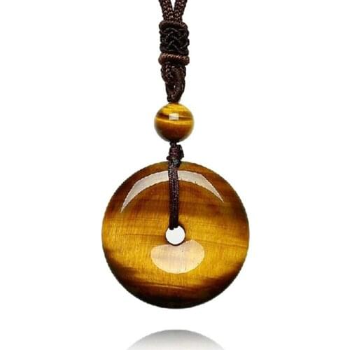 Yellow Tiger Eye Stone Jades safety button Buckle For Lovers Pendant Jewelry good Fortune Amulet Lucky Pendant charms Man