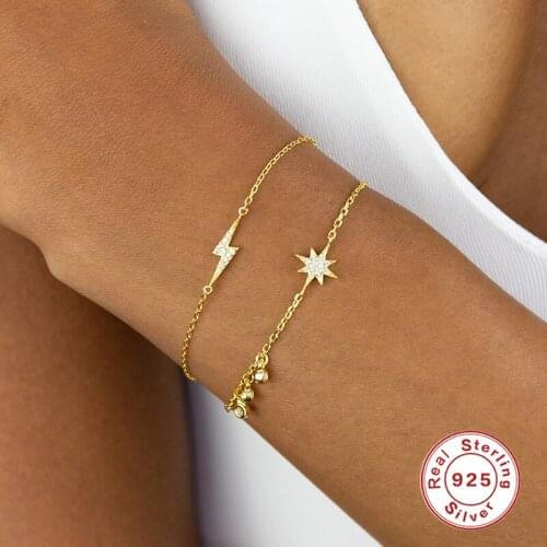 BOAKO Lightning Star Bracelet 2021 Trend 925 Sterling Silver Gold Chain for Girl Gift Women Luxury Jewelry Female Bracelets