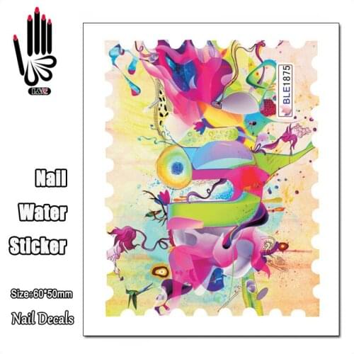 1 Sheet BLE1875 Colorful Oil Painting Stamp Designs Nail Sticker Full Cover Nail Art Water Transfer Sticker Decal Decoration