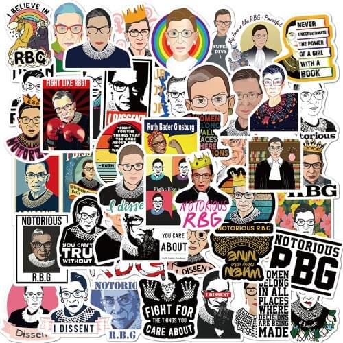 50PCS Ratels Ruth Bader Ginsburg RBG Stickers Laptop Luggage Decal Skateboard Moto Bicycle Car Guitar Waterproof Sticker Kid Toy