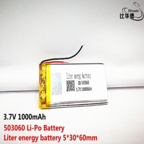 10pcs Liter energy battery Good Qulity 3.7V,1000mAH,503060 Polymer lithium ion / Li-ion battery for TOY,POWER BANK,GPS,mp3,mp4