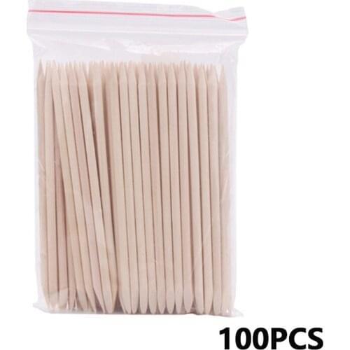 100Pcs/Pack Orange Wood Stick Cuticle Pusher Remover Nail Designs Nail Art Stick Wooden Manicure Tools