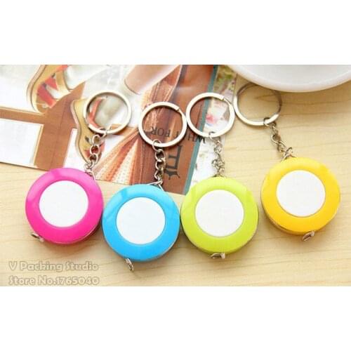 100pcs /lotMini Keychain New Candy Color Keychain Tape Measure 1.5 Meters Quantity Clothing Size Tape Measure Small Tape Measure
