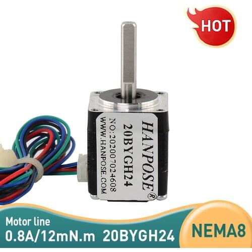 (20BYGH24)step motor 20 Series Motor Nema8 Stepper motor 24mm 0.8A 1.8 degrees 3D printer accessories