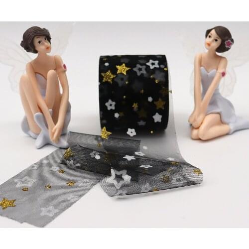 25Yards 6cm Star Tulle Roll Soft Ribbon Mesh DIY Handmade Craft Tutu Bowknot Wedding Birthday Baby Shower Decor Fabric Supplies