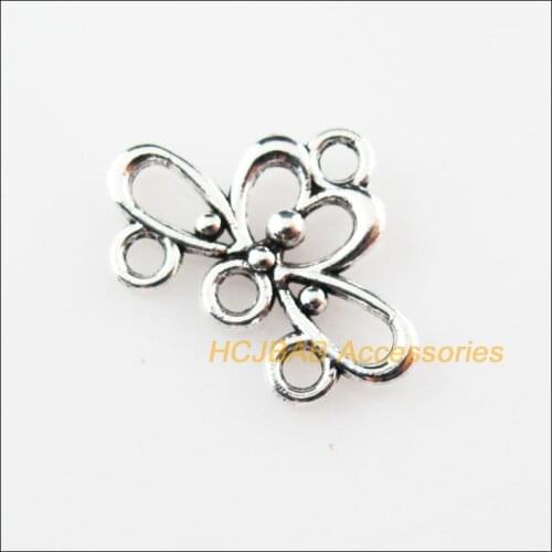 45Pcs Tibetan Silver Color 1-3 Flower Charms Pendants Connectors 13x18.5mm