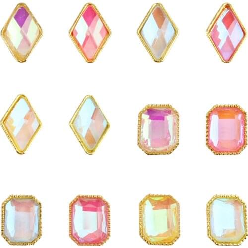 50pcs/Pack Nail Art Rhinestone Rectangle Rhombus Crystal Shiny 3D Strass Gem Stone Glow In The Dark Manicure Charms Rhinestone