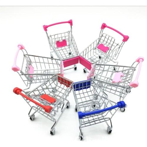6Pcs Home Storage Box Mini Supermarket Shopping Handcart trolley Simulation Small Shopping Cart Utility Cart Pretend Play Toys