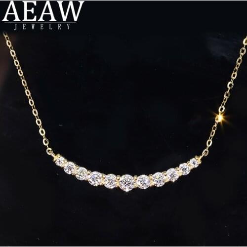 AEAW 0.95ctw Round Brilliant Cut DEF Color Moissanite Pendant Real 18K Yellow Gold Real Gift For Women Certificated