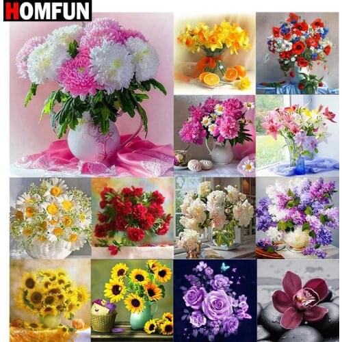HOMFUN Diy 5d Diamond Painting "Bouquet scene" Cross Stitch Square Round Diamond Embroidery Handwork Rhinestone Art