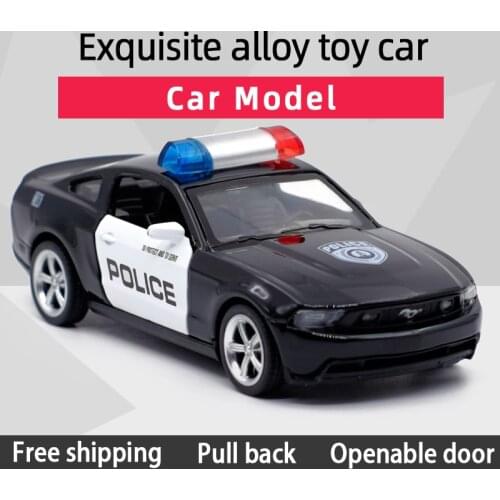 Caipo 1:43 Ford Mustang GT Police Alloy Diecast Car Model Toy With Pull Back /For Children Gifts /Educational Toy Collection