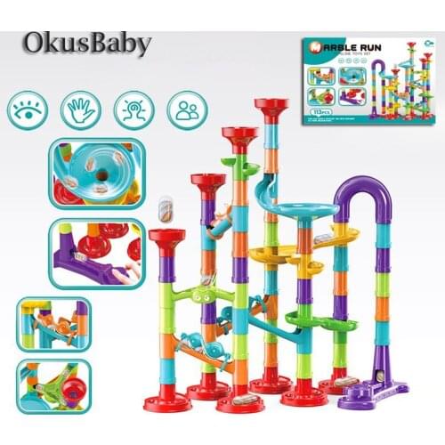 DIY Ejection Construction Funnel Marble Run Race Track Building Blocks Kids 3D Maze Ball Roll Toys Children Educational Gift
