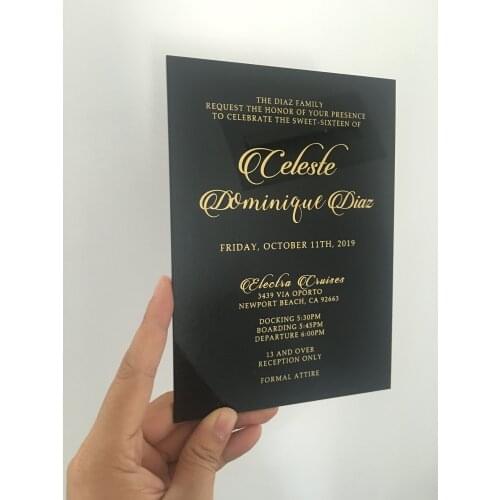 10pcs elegant blank wedding invitation card unique black acrylic card with printing