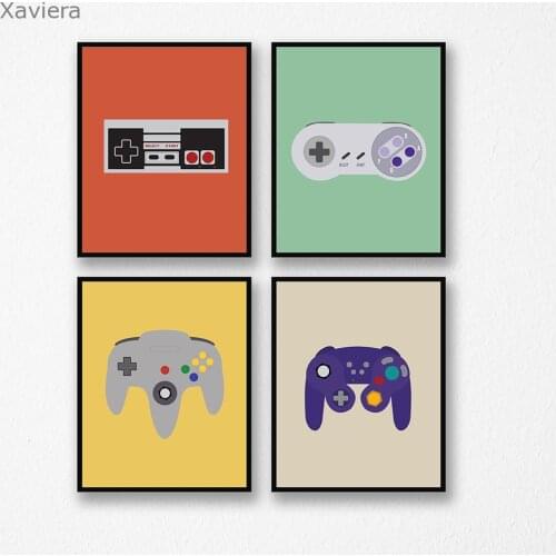 Video Game Console Handle Wall Art Canvas Painting Game Room Decoration Posters and Prints Modern Cartoon Pictures Frameless