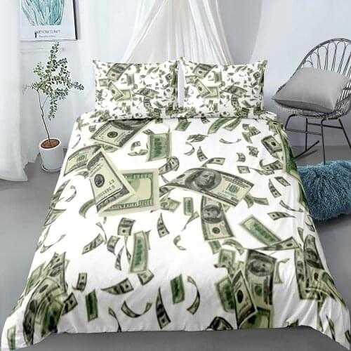 Funny Design Money Dollar Bedding Set Single Twin Full Queen King Size Money Bed Set Childrens Kid Bedroom Duvetcover Sets 010