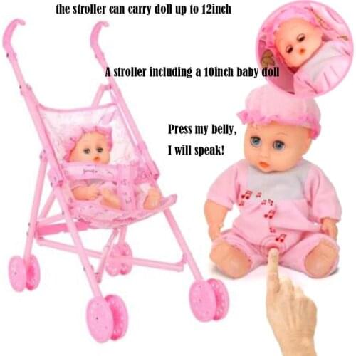 Baby Doll Stroller Nursery Furniture Toys Baby Dolls Carriage Foldable With Doll For 12inch Doll Mini Stroller Toys Gift for Kid