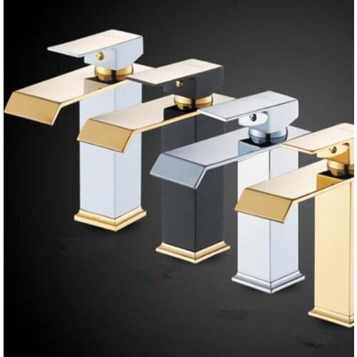 Fashion gold brass bathroom Waterfall Faucet Vanity Vessel Sinks Mixer Tap Cold And Hot Water Tap chrome single lever free ship