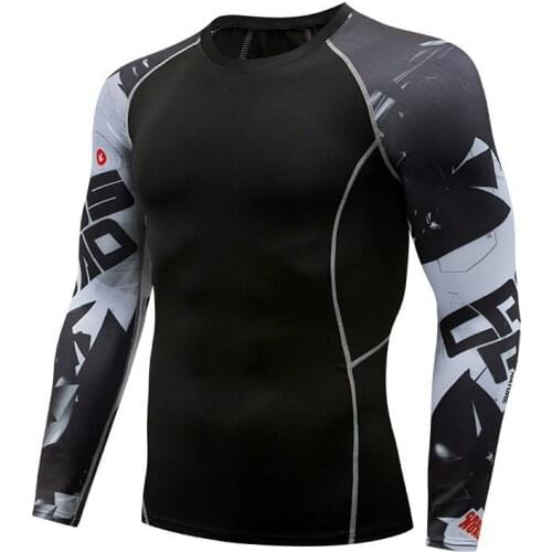 Men MMA T-shirt Rashguard Long Sleeve Muay Thai T-shirts Gi BJJ Jiu Jitsu MMA Compression Shirt Fitness Gym Boxing Jerseys