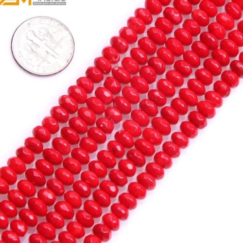 Gem-inside Coral Faceted Rondelle Loose Beads For Jewelry Making Bracelet Necklace Sets 4X6mm 15inches For Women DIY