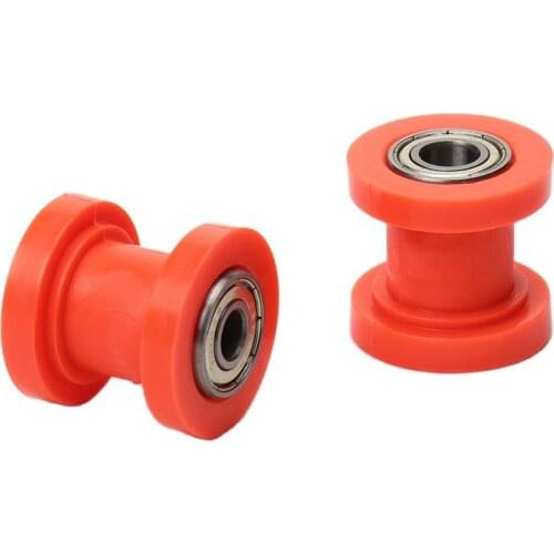 Orange 8mm / 10mm Concave Drive Chain Pulley Roller Slider Tensioner Wheel Guide For Pit Dirt Street Bike Bicycle Cycling
