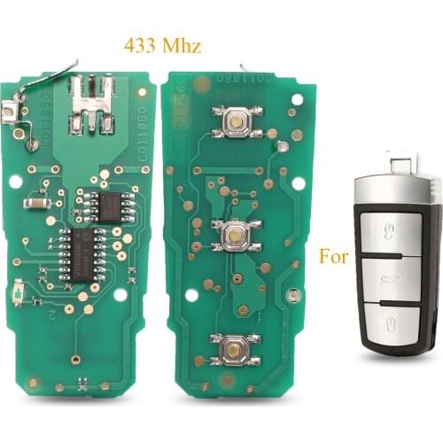 Kutery 3 Buttons Remote Key Circuit Board For VW Passat B6 3C B7 Magotan CC With 433MHZ ID48 Chip 3C0959752BA