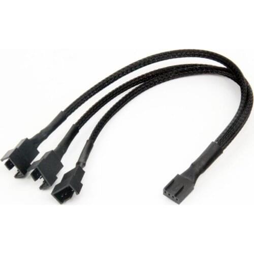 PWM Fan Splitter 4pin Adapter Cable One Point Three Computer CPU Fan Splitter PC Fan Extension Power Cable HUB Bag Nylon Mesh