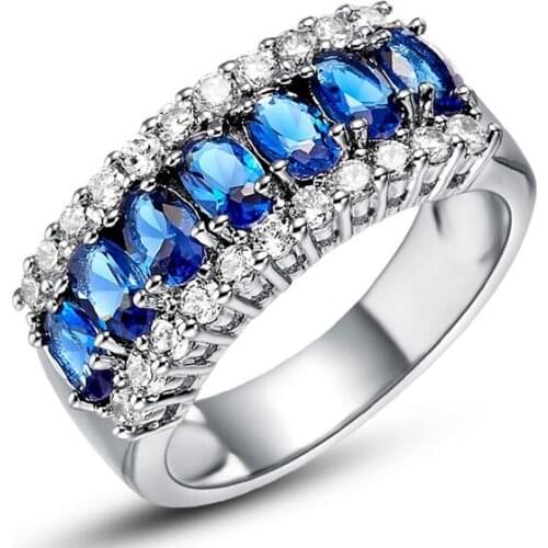 Size 6/7/8/9 Handmade choucong Fashion Jewelry High quality 925 Silver Colorful 5A CZ White Party Women Wedding Band Ring Gift