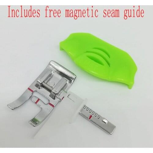 Adjustable Guide Foot Snap On with Free Magnetic Seam Guide(random color) For Brother,Singer,Janome and more